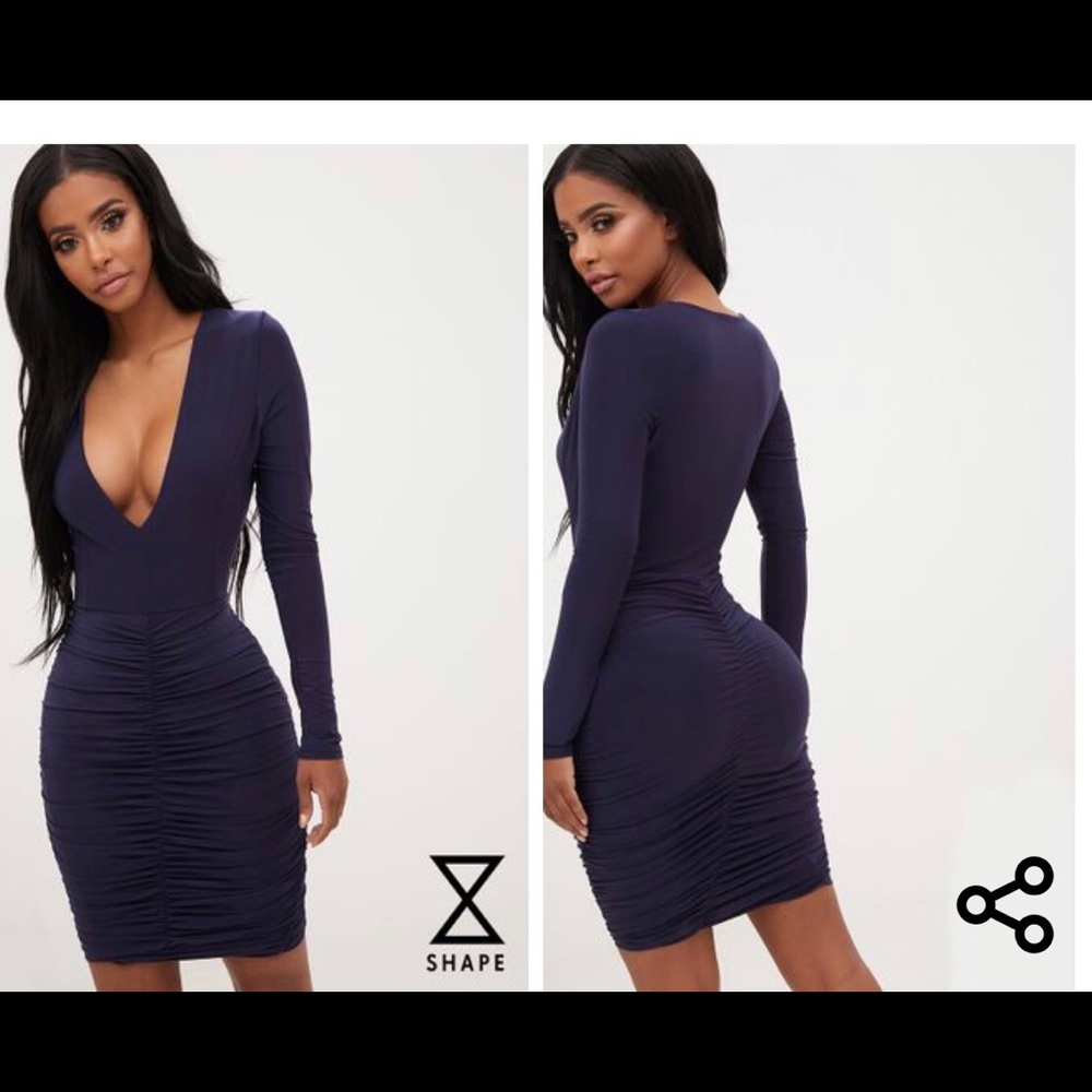 Shape Navy Slinky Mini Dress